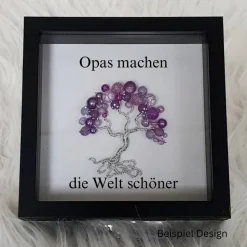 Mini Perlenbaum Geschenk /Opas machen die Welt schöner /  Personalisierter Bilderrahmen / Lebensbaum/ Geschenkidee Opa