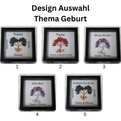 Mini Perlenbaum Geschenk zur Geburt / Personalisierter Bilderrahmen / Lebensbaum /Geburtsrahmen