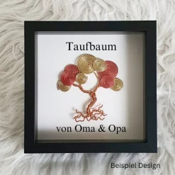 Mini Schneckenbaum Geschenk zur Taufe / Taufbaum/ Personalisierter Bilderrahmen / Lebensbaum /Taufrahmen