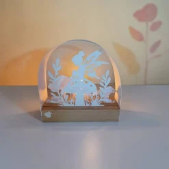 Mini Schwibbogen Fee – Elfen Deko aus Eiche & Aquarellpapier, Fantasie Deko für jede Jahreszeit