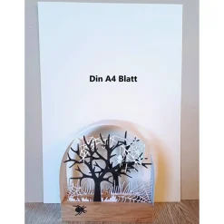 Mini Schwibbogen Herbst Halloween – Handgemachte Herbstdeko mit Spinne aus Eiche und Aquarellpapier