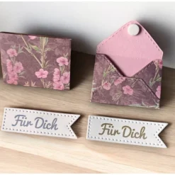 Mini Umschläge Für Dich rosa Rosen – Gastgeschenk, Geldgeschenk & Mitbringsel – 10 Briefumschläge & Fahnen