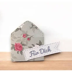 Mini Umschläge Für Dich rosa Rosen – Gastgeschenk, Geldgeschenk & Mitbringsel – 10 Briefumschläge & Fahnen