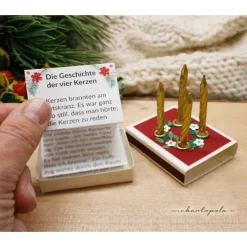 Mini-Adventskranz in der Streichholzschachtel – handgemachtes Weihnachtsunikat