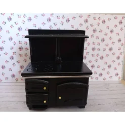 Miniatur Küchen Herd Ofen schwarz Komplettset – Puppenhaus Deko & Basteln