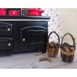 Miniatur Küchen Herd Ofen schwarz Komplettset – Puppenhaus Deko & Basteln