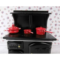 Miniatur Kochtöpfe Topfset rot – Puppenhaus Dekoration & Basteln – Metall, 1,5–3cm