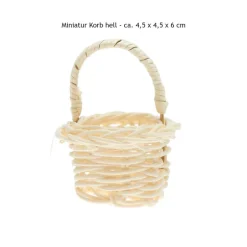 Miniatur Korb hell mit Henkel 4,5x4,5x6,5 cm | Mini Henkelkorb | Wichtelzubehör