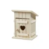 Miniatur-Toilettenhäuschen aus Holz mit Herz
