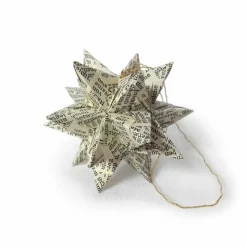 Mini-Bascetta-Stern, ca. 5,5 cm, Baumschmuck in Vintage-Buch-Optik, Origami Weihnachtsstern
