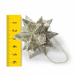 Mini-Bascetta-Stern, ca. 5,5 cm, Baumschmuck in Vintage-Buch-Optik, Origami Weihnachtsstern