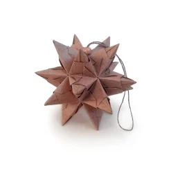 Mini-Bascetta-Stern, ca. 6,5 cm, Natur-Braun, mit Aufhängeband, Weihnachtsstern, Origami Faltstern