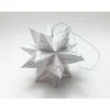 Mini-Bascetta-Stern, ca. 6 cm, Weiß/Silber mit Glitzer und Aufhängeband, Weihnachtsstern, Origami Faltstern