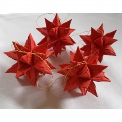 Mini-Bascetta-Stern, ca. 6 cm, Rot, mit Aufhängeband, Baumschmuck, Fensterschmuck, Weihnachtsstern, Origami Faltstern