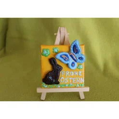 Minibild Collage FROHE OSTERN Geschenk zu Ostern Osterdeko Deko Hase Schmetterling auf einem Minikeilrahmen Osterhase