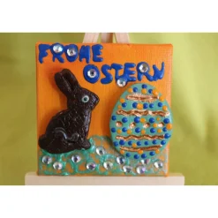Minibild Collage FROHE OSTERN Geschenk zu Ostern Osterdeko Deko Hase Osterei Minikeilrahmen Osterhase