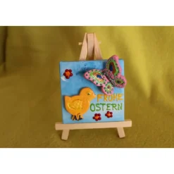 Minibild Collage  FROHE OSTERN Geschenk zu Ostern Osterdeko  Deko Küken Minikeilrahmen Schmetterling