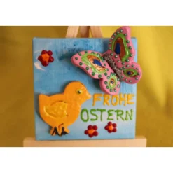 Minibild Collage  FROHE OSTERN Geschenk zu Ostern Osterdeko  Deko Küken Minikeilrahmen Schmetterling