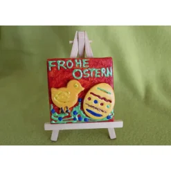 Minibild Collage  FROHE OSTERN  Küken und Osterei auf einem Minikeilrahmen Geschenk zu Ostern Osterdeko