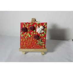 Minibild FROHES FEST , kleine Collage Weihnachtsdeko mit Engel aus Polyresin, nette Tischdeko oder Gastgeschenk