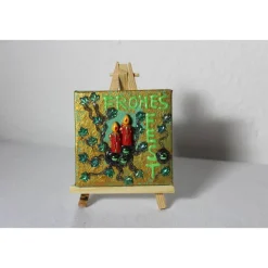 Minibild FROHES FEST, kleine Collage Weihnachtsdeko mit Kerzenmotiv aus Polyresin, nette Tischdeko oder Gastgeschenk