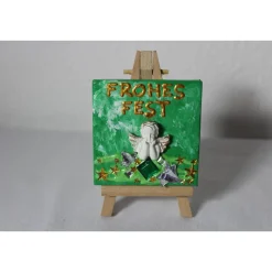 Minibild FROHES FEST, kleine Collage Weihnachtsdeko mit Engelsfigur aus Polyresin, nette Tischdeko oder Gastgeschenk