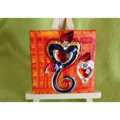 Minibild HERZERL Acrylmalerei Keilrahmen Staffelei Geschenk zu Muttertag Valentinstag für Verliebte