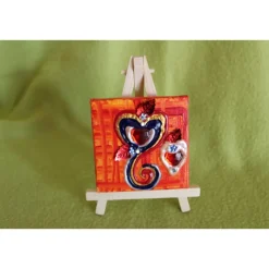 Minibild HERZERL Acrylmalerei Keilrahmen Staffelei Geschenk zu Muttertag Valentinstag für Verliebte