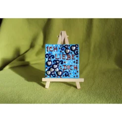 Minibild HERZERLREGEN   Acrylmalerei Keilrahmen Staffelei Geschenk zu Muttertag Valentinstag für Verliebte