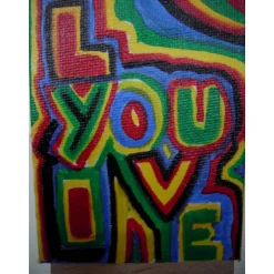 Minibild I LOVE YOU Acrylmalerei Keilrahmen Staffelei Geschenk zu Muttertag Valentinstag für Verliebte