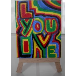 Minibild I LOVE YOU Acrylmalerei Keilrahmen Staffelei Geschenk zu Muttertag Valentinstag für Verliebte