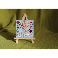 Minibild ICH LIEBE DICH  Acrylmalerei Keilrahmen Staffelei Geschenk zu Muttertag Valentinstag für Verliebte