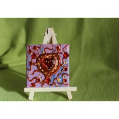 Minibild KUPFERHERZERL Malerei auf Keilrahmen mit Staffelei kleines Geschenk zu Muttertag Valentinstag für Verliebte