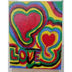 Minibild LOVE Acrylmalerei Keilrahmen Staffelei Geschenk zu Muttertag Valentinstag für Verliebte