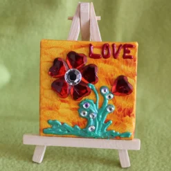 Minibild LOVE Acrylmalerei Keilrahmen Staffelei Geschenk zu Muttertag Valentinstag für Verliebte
