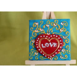Minibild LOVE Acrylmalerei Keilrahmen Staffelei Geschenk zu Muttertag Valentinstag für Verliebte