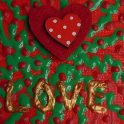 Minibild LOVE Acrylmalerei Keilrahmen Staffelei Geschenk zu Muttertag Valentinstag für Verliebte