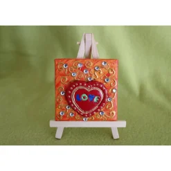 Minibild LOVE Acrylmalerei Keilrahmen Staffelei Geschenk zu Muttertag Valentinstag für Verliebte