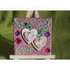 Minibild LOVE  Acrylmalerei auf Keilrahmen mit Staffelei kleines Geschenk zu Muttertag Valentinstag für Verliebte