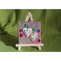 Minibild LOVE  Acrylmalerei auf Keilrahmen mit Staffelei kleines Geschenk zu Muttertag Valentinstag für Verliebte