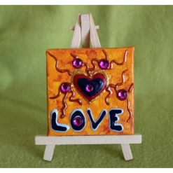 Minibild LOVE Acrylmalerei Keilrahmen Staffelei Geschenk zu Muttertag Valentinstag für Verliebte