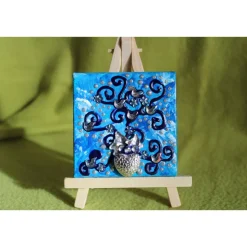 Minibild SILBERHERZERL   Acrylmalerei Keilrahmen Staffelei Geschenk zu Muttertag Valentinstag für Verliebte