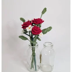 Miniblumenstrauß Rosen gehäkelt | Vintageblumenstrauß | kleine Aufmerksamkeit | Valentinstagsgeschenk