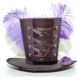 Mini-Hütchen - Gothic Fascinator Hochzeit Korsettschnürung Federn