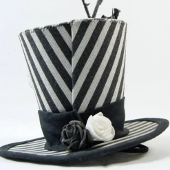 Mini-Hütchen - Gothic Fascinator Ast mit Fledermäusen Rosen gestreift