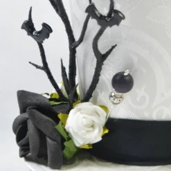 Mini-Hütchen - Gothic Fascinator Hochzeit Fledermäuse Rosen