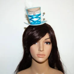 Mini-Hütchen - Oktoberfest Fascinator Hochzeit Dirndl türkis-weiß kariert