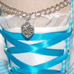 Mini-Hütchen - Oktoberfest Fascinator Hochzeit Dirndl türkis-weiß kariert