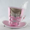 Mini-Hütchen - Oktoberfest Fascinator Hochzeit Dirndl rosa-weiß gestreift