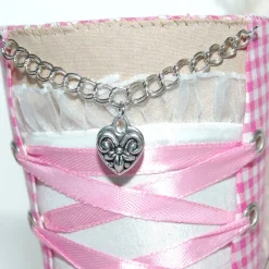 Mini-Hütchen - Oktoberfest Fascinator Hochzeit Dirndl rosa-weiß kariert